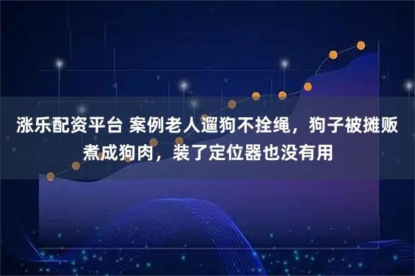 涨乐配资平台 案例老人遛狗不拴绳，狗子被摊贩煮成狗肉，装了定位器也没有用