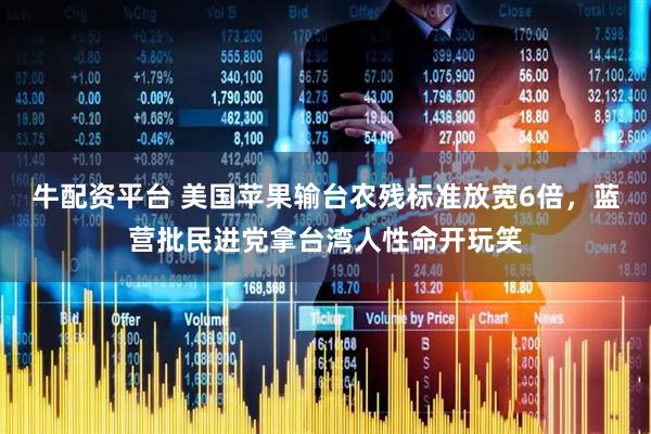 牛配资平台 美国苹果输台农残标准放宽6倍，蓝营批民进党拿台湾人性命开玩笑